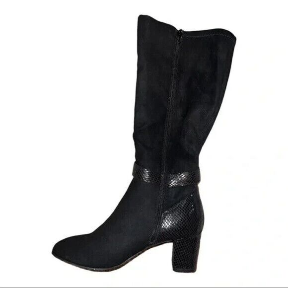 Karen Scott Isabell Wide-Calf Dress Boots Black Microsuede 7.5M New - Picture 3 of 7